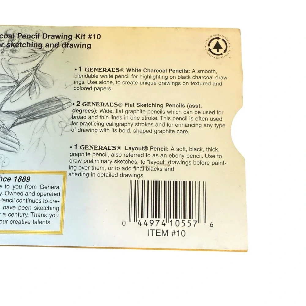 General Pencil Drawing Pencil Kit #10 - 13 Pieces Charcoal Graphite Vintage USA